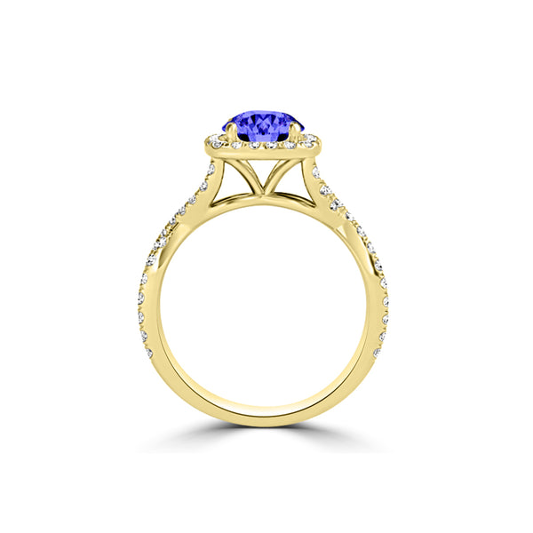 TMR121172 - Madelyn - Round Tanzanite and Diamond Ring Halo