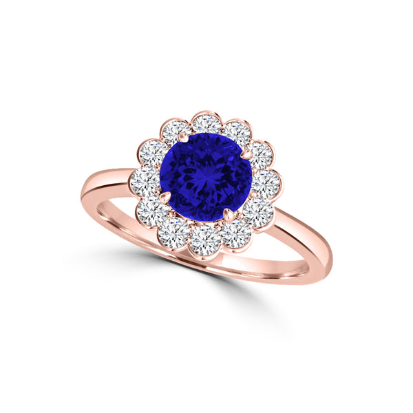 TMR121182 - Isla - Round Tanzanite and Diamond Ring Halo
