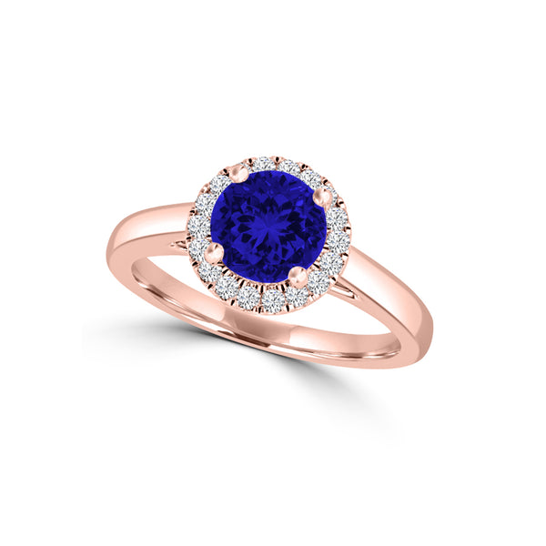 TMR121181 - Valentina - Round Tanzanite and Diamond Ring Halo