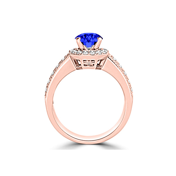 TMR121191 - Josephine - Round Tanzanite and Diamond Ring Halo