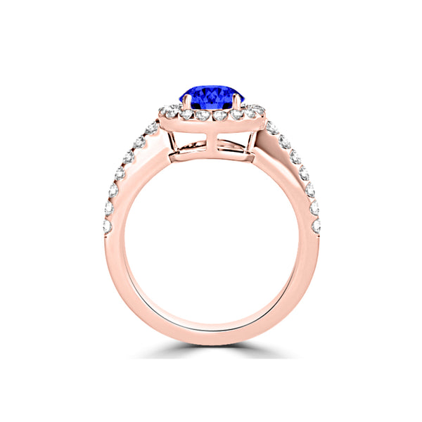 TMR121180 - Gianna - Round Tanzanite and Diamond Ring Halo