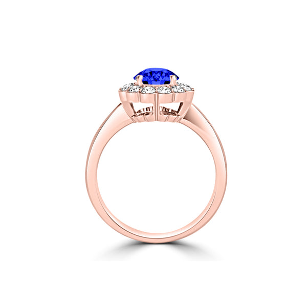 TMR121182 - Isla - Round Tanzanite and Diamond Ring Halo