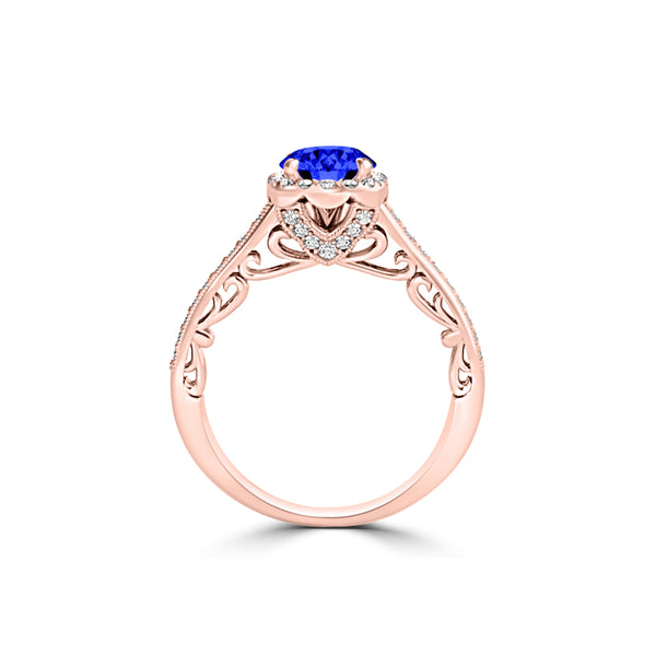 TMR121164 - Naomi - Round Tanzanite and Diamond Ring Halo