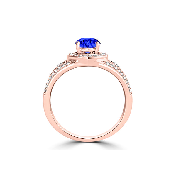 TMR121179 - Hailey - Round Tanzanite and Diamond Ring Halo