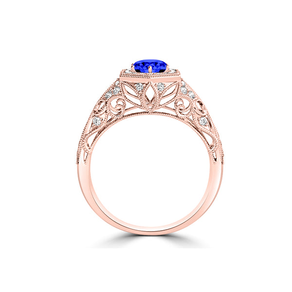 TMR121166 - Elena - Round Tanzanite and Diamond Ring Halo
