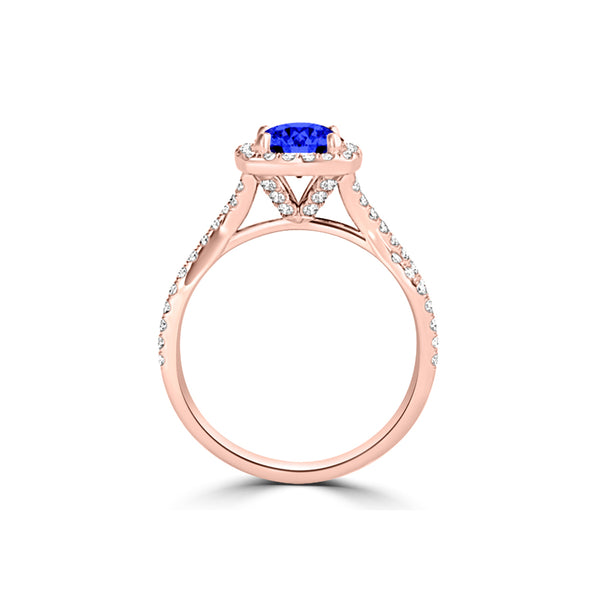 TMR121189 - Lydia - Round Tanzanite and Diamond Ring Halo