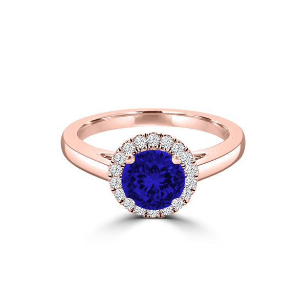 TMR121181 - Valentina - Round Tanzanite and Diamond Ring Halo