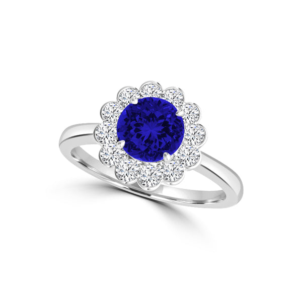 TMR121182 - Isla - Round Tanzanite and Diamond Ring Halo