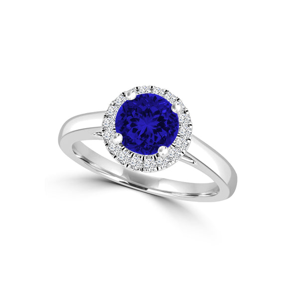 TMR121181 - Valentina - Round Tanzanite and Diamond Ring Halo