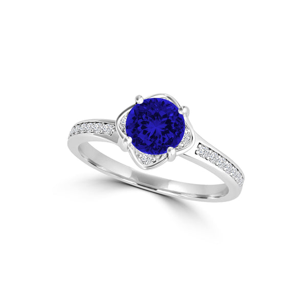 TMR121187 - Sadie - Round Tanzanite and Diamond Ring Halo