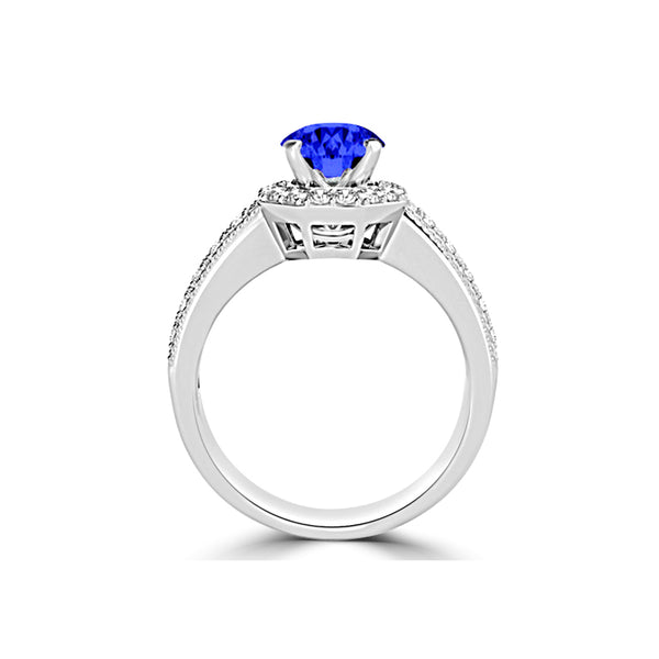 TMR121191 - Josephine - Round Tanzanite and Diamond Ring Halo