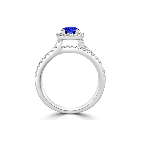 TMR121170 - Gabriella - Round Tanzanite and Diamond Ring Halo