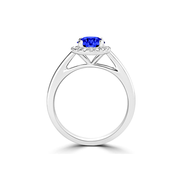 TMR121181 - Valentina - Round Tanzanite and Diamond Ring Halo