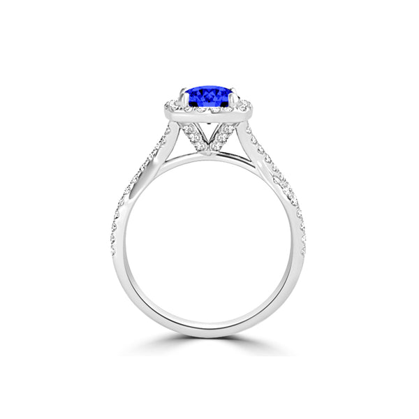 TMR121189 - Lydia - Round Tanzanite and Diamond Ring Halo