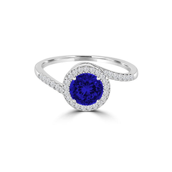 TMR121183 - Eliana - Round Tanzanite and Diamond Ring Halo