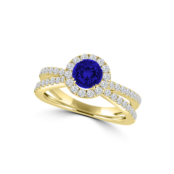 TMR121170 - Gabriella - Round Tanzanite and Diamond Ring Halo