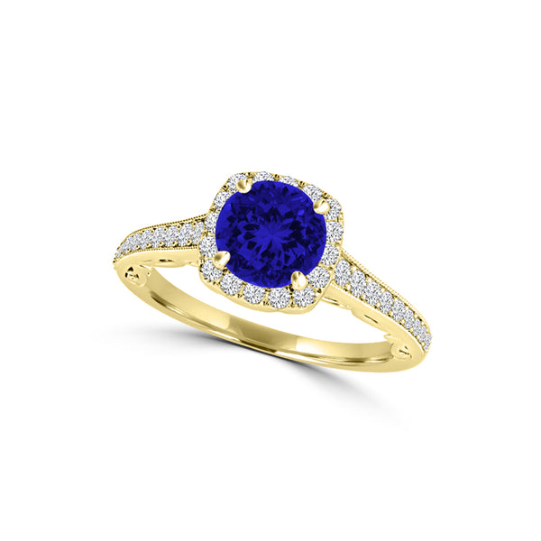 TMR121164 - Naomi - Round Tanzanite and Diamond Ring Halo