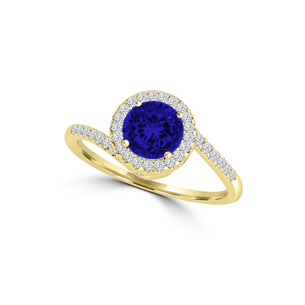 TMR121183 - Eliana - Round Tanzanite and Diamond Ring Halo