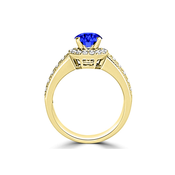 TMR121191 - Josephine - Round Tanzanite and Diamond Ring Halo