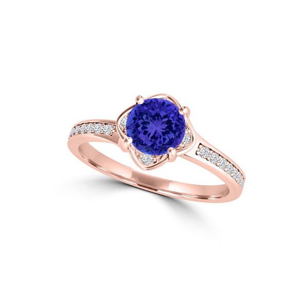 TMR121187 - Sadie - Round Tanzanite and Diamond Ring Halo