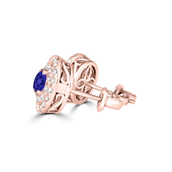 TMR121118 - Camila - Round Tanzanite and Diamond Earring Double Halo