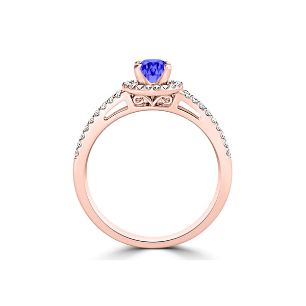 TMR121169 - Allison - Round Tanzanite and Diamond Ring Halo