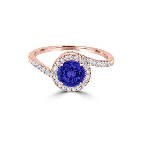 TMR121183 - Eliana - Round Tanzanite and Diamond Ring Halo