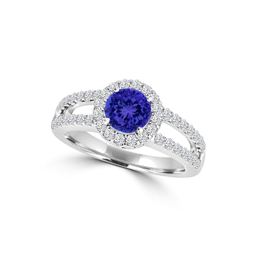 TMR121214 - Journi - Round Tanzanite and Diamond Ring Halo