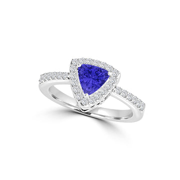 TMR121212 - Amaia - Trillion Tanzanite and Diamond Ring Halo