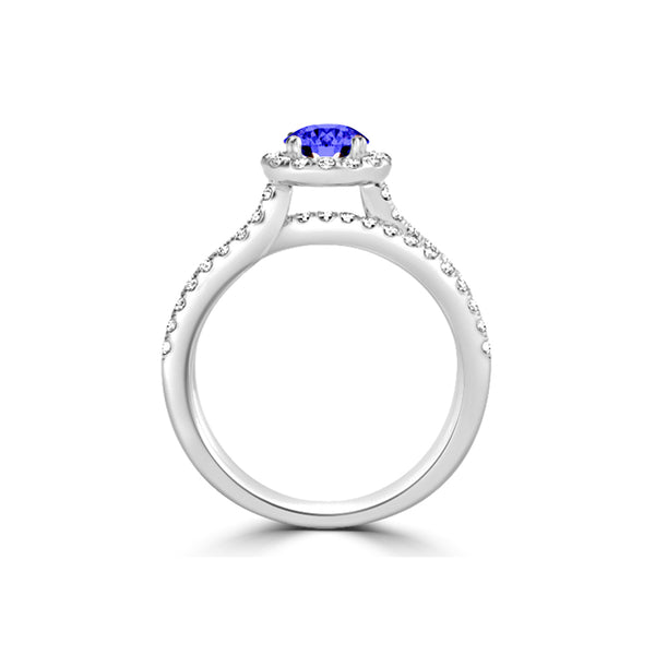 TMR121170 - Gabriella - Round Tanzanite and Diamond Ring Halo