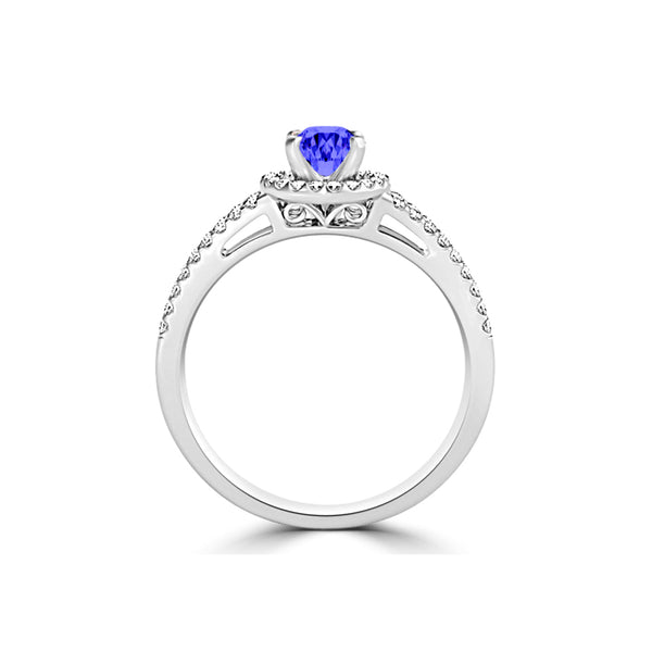 TMR121169 - Allison - Round Tanzanite and Diamond Ring Halo