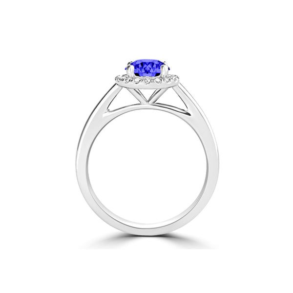 TMR121181 - Valentina - Round Tanzanite and Diamond Ring Halo