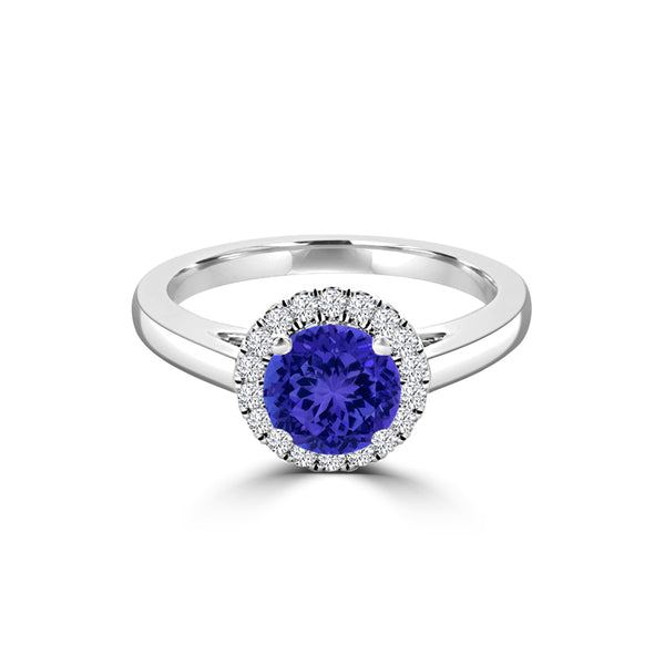 TMR121181 - Valentina - Round Tanzanite and Diamond Ring Halo