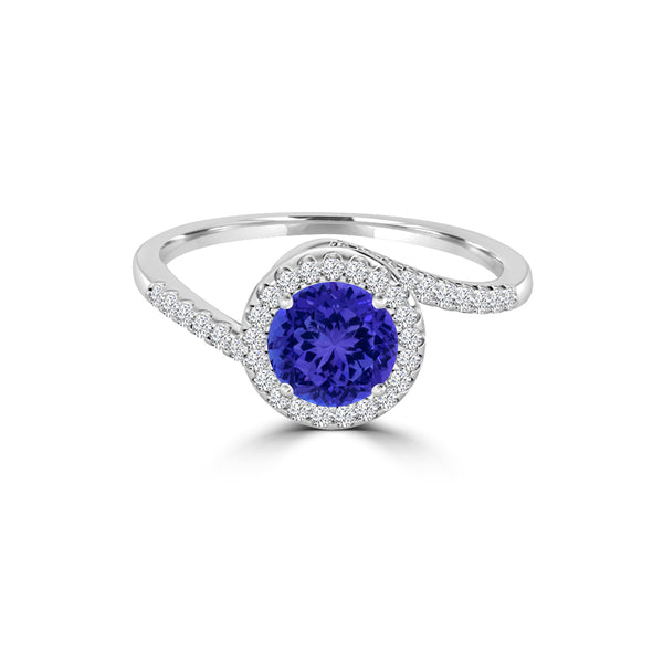 TMR121183 - Eliana - Round Tanzanite and Diamond Ring Halo