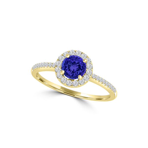 TMR121153 - Everly - Round Tanzanite and Diamond Ring Halo