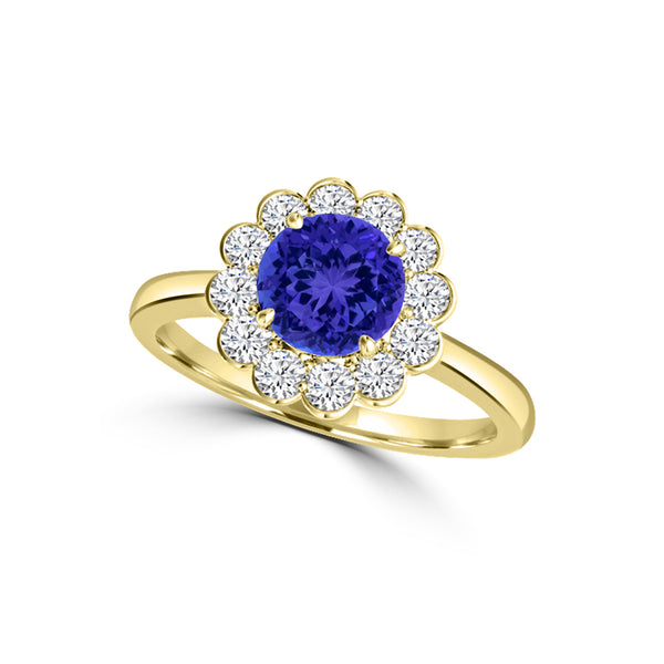 TMR121182 - Isla - Round Tanzanite and Diamond Ring Halo