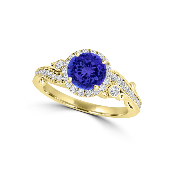 TMR121175 - Eva - Round Tanzanite and Diamond Ring Halo