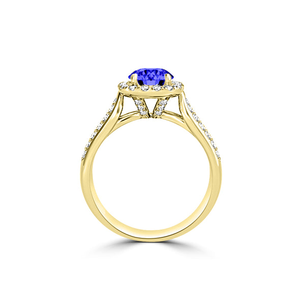 TMR121184 - Quinn - Round Tanzanite and Diamond Ring Halo