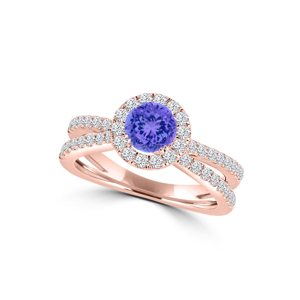 TMR121170 - Gabriella - Round Tanzanite and Diamond Ring Halo