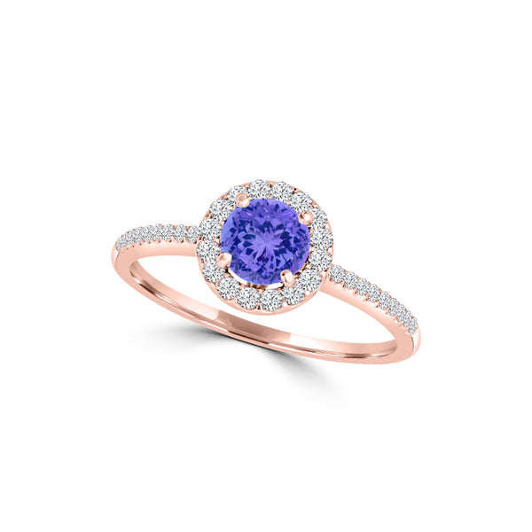 TMR121153 - Everly - Round Tanzanite and Diamond Ring Halo