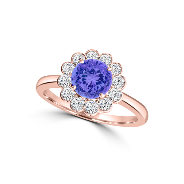 TMR121182 - Isla - Round Tanzanite and Diamond Ring Halo