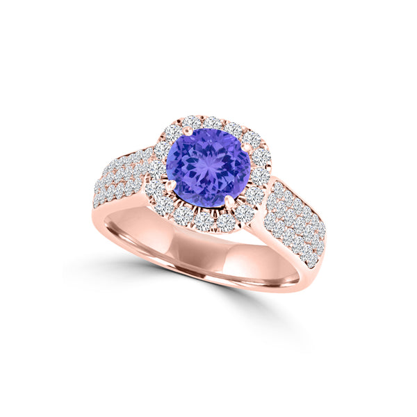 TMR121184 - Quinn - Round Tanzanite and Diamond Ring Halo