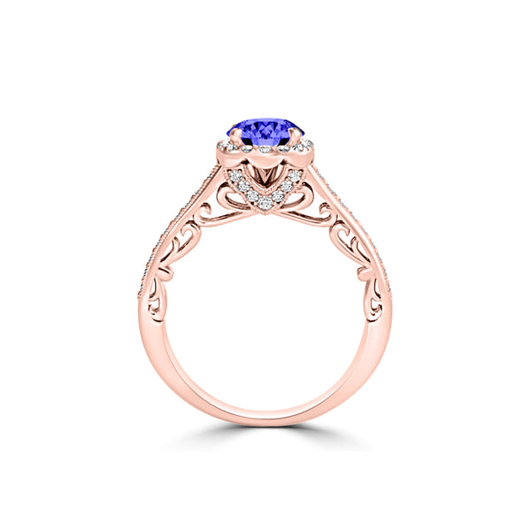 TMR121164 - Naomi - Round Tanzanite and Diamond Ring Halo