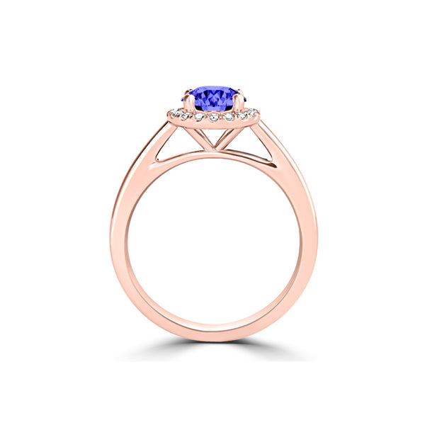 TMR121181 - Valentina - Round Tanzanite and Diamond Ring Halo