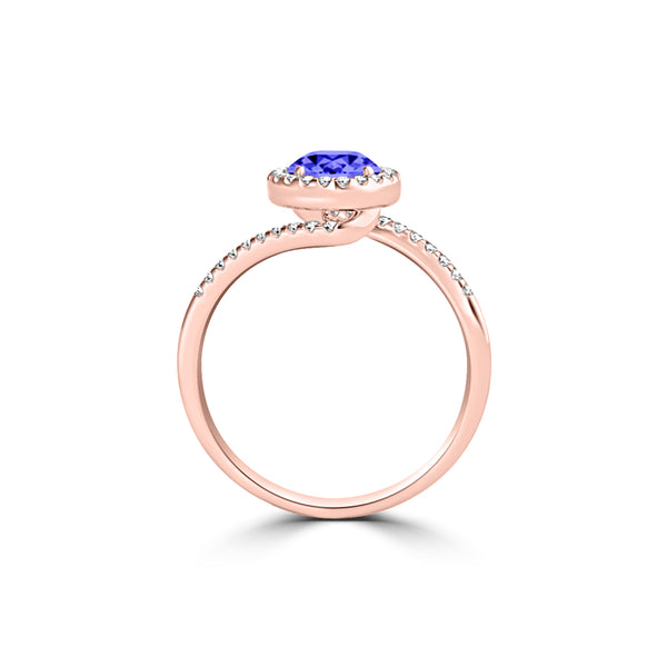 TMR121183 - Eliana - Round Tanzanite and Diamond Ring Halo