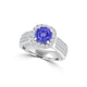 TMR121184 - Quinn - Round Tanzanite and Diamond Ring Halo