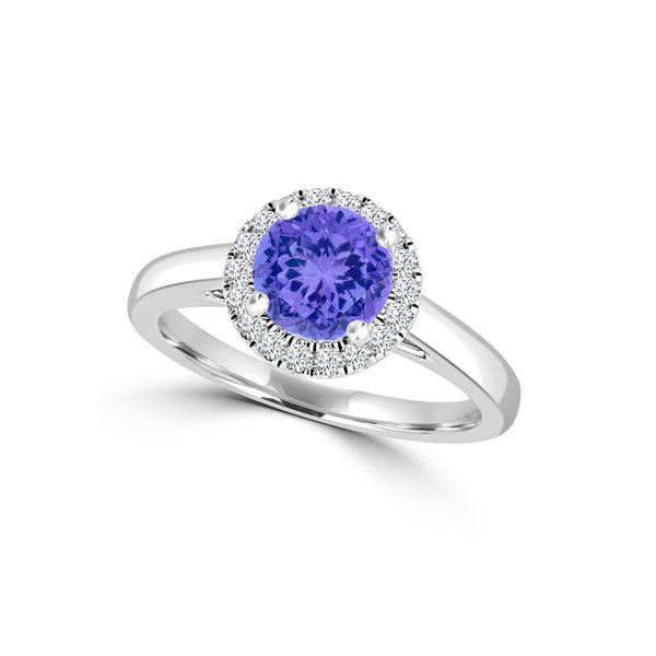 TMR121181 - Valentina - Round Tanzanite and Diamond Ring Halo