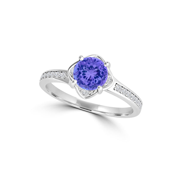 TMR121187 - Sadie - Round Tanzanite and Diamond Ring Halo