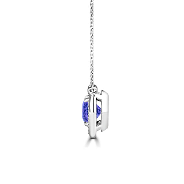 TMR121136 - Aubrey - Round Tanzanite and Diamond Pendant Halo