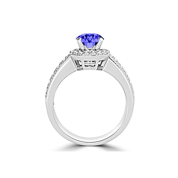 TMR121191 - Josephine - Round Tanzanite and Diamond Ring Halo